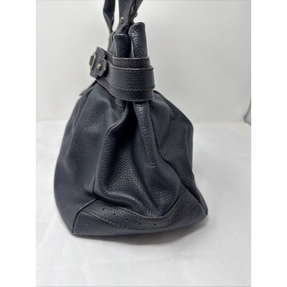 Adrienne Vittadini Black Leather Double Handle Shoulder Handbag Purse Hobo - Picture 4 of 9